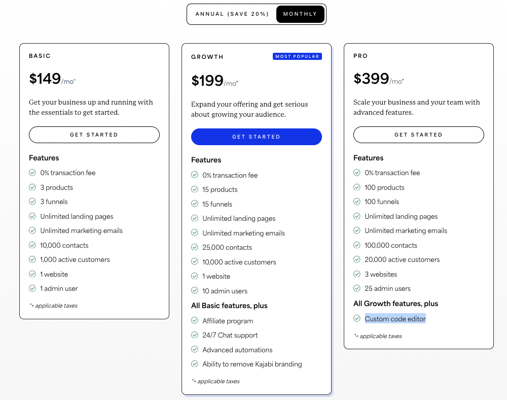 Kajabi pricing