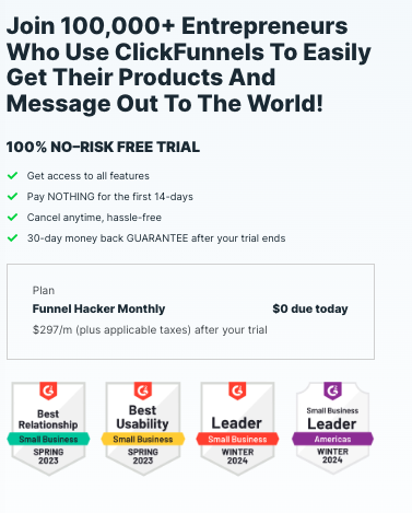 ClickFunnels 14 day free trial conditions