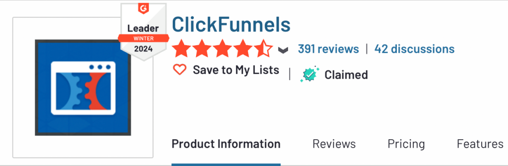 Clickfunnels reviews on G2